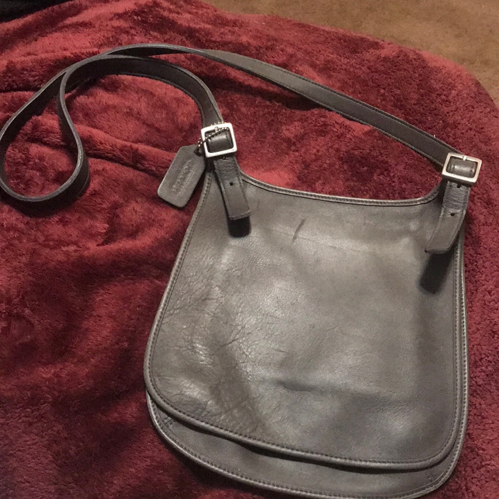 Vintage coach gray saddle bag